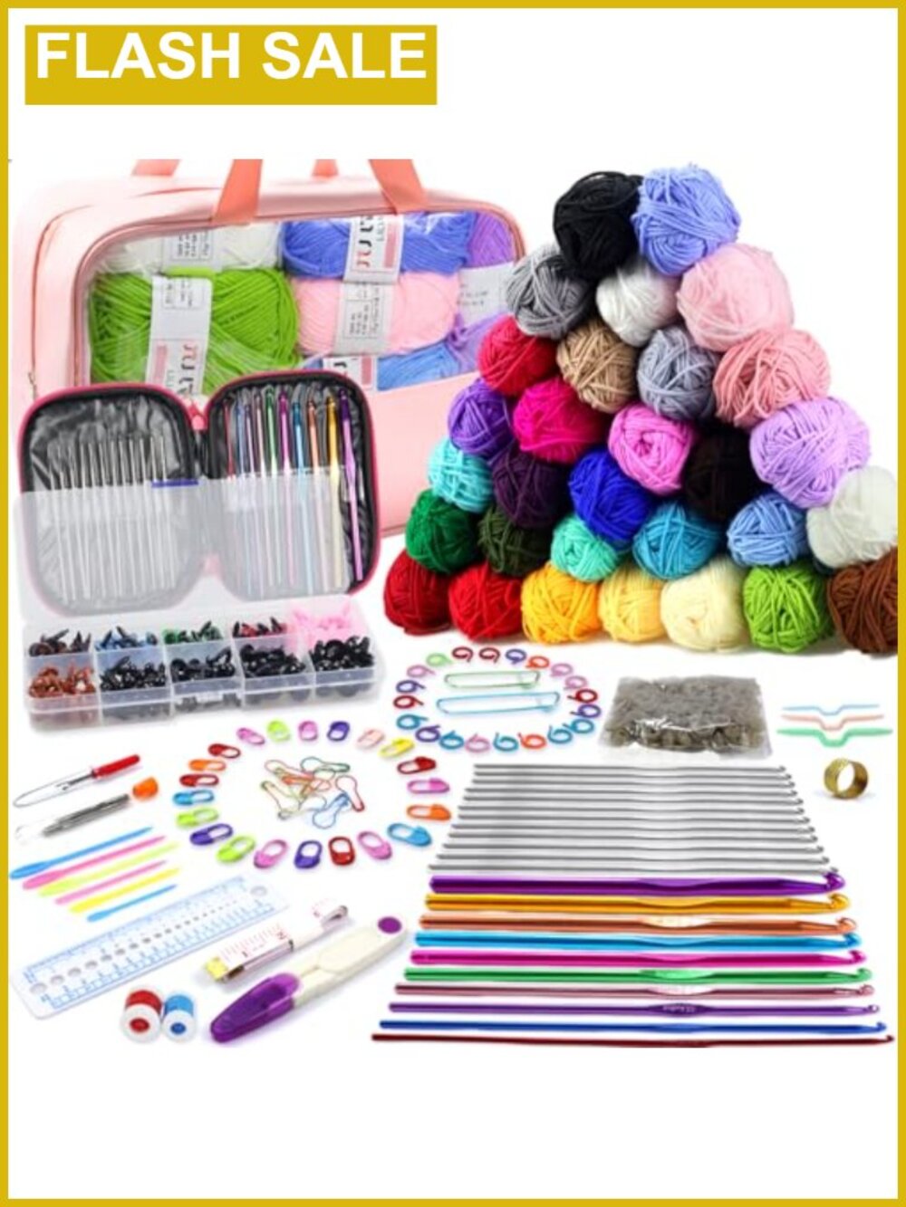 Crochet Kit for Beginners 336Pcs with 30 Colors Yarn Set Crochet Hooks